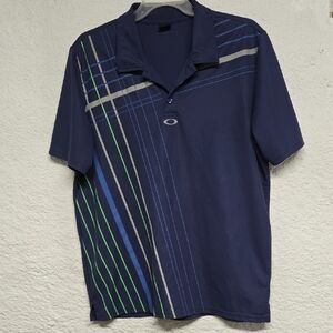 Men's Oakley Navy Blue Polo Short Sleeve Shirt Dressy Casual Business Office